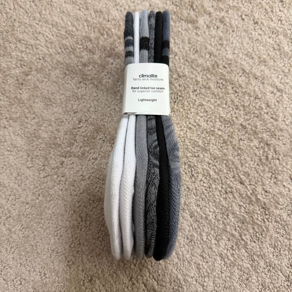 6 Pairs Adidas Womens Climalite No Show Gray Black White Superlite Sneaker Socks - Picture 2 of 4
